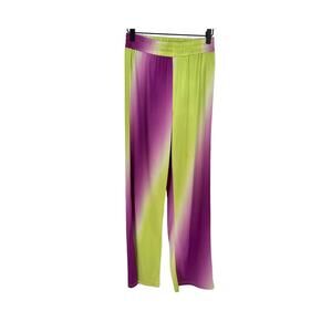 Hosbjerg Cisalo Ombre Pants Womens S Green Purple Satin Stretch Straight Leg